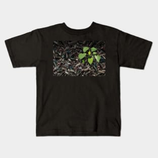 Gun Violence Hope Concept as gun shells with a green sapling growing as inspirational surreal art Kids T-Shirt